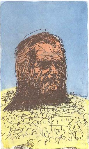 Selbstportrait als Olmekenkopf WVZ 1011 II - Alfred Hrdlicka 
