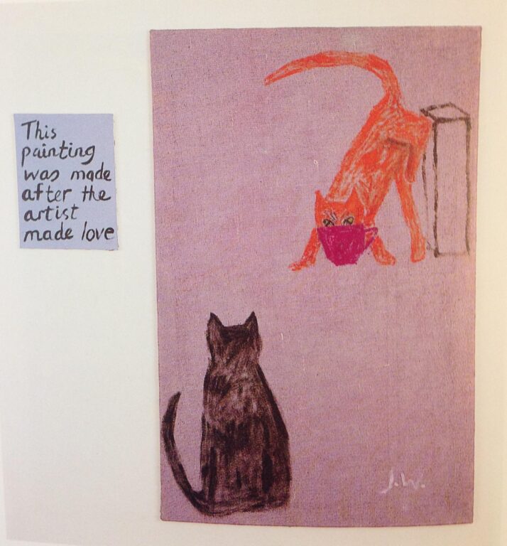This Painting was made after the artist made Love / Two Cats - Jenny Watson 