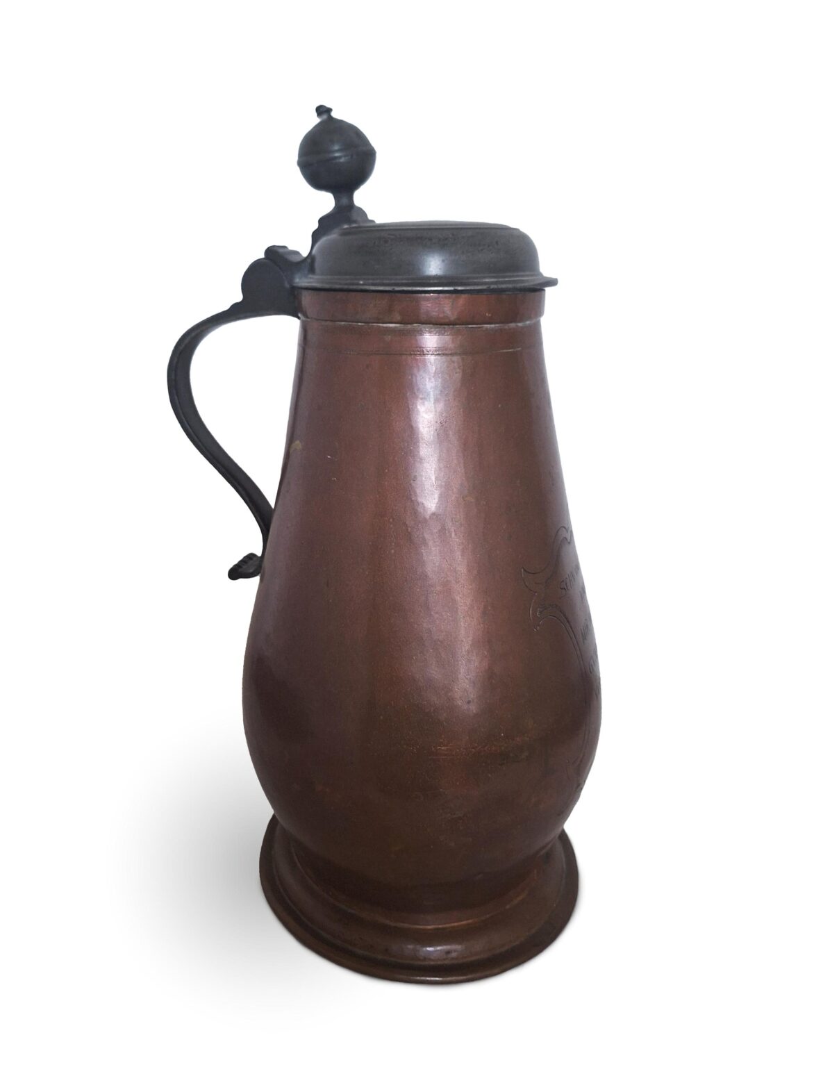 Copper Water Jug with Pewter Lid 