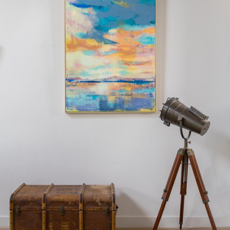 Azure Radiance - Ana Barbic Katicic Imhof Fine Arts, Imhof, Showroom with painting  Celestial Clarity by Ana Barbić Katičić