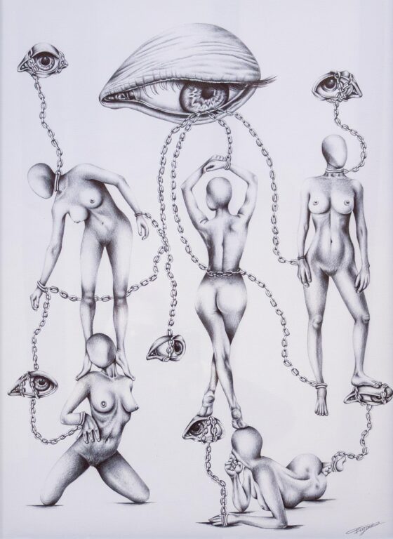 Chained to the Narrative - Isabelle Weaver-Jones Imhof Fine Arts, Imhof, Chained to the Narrative drawing