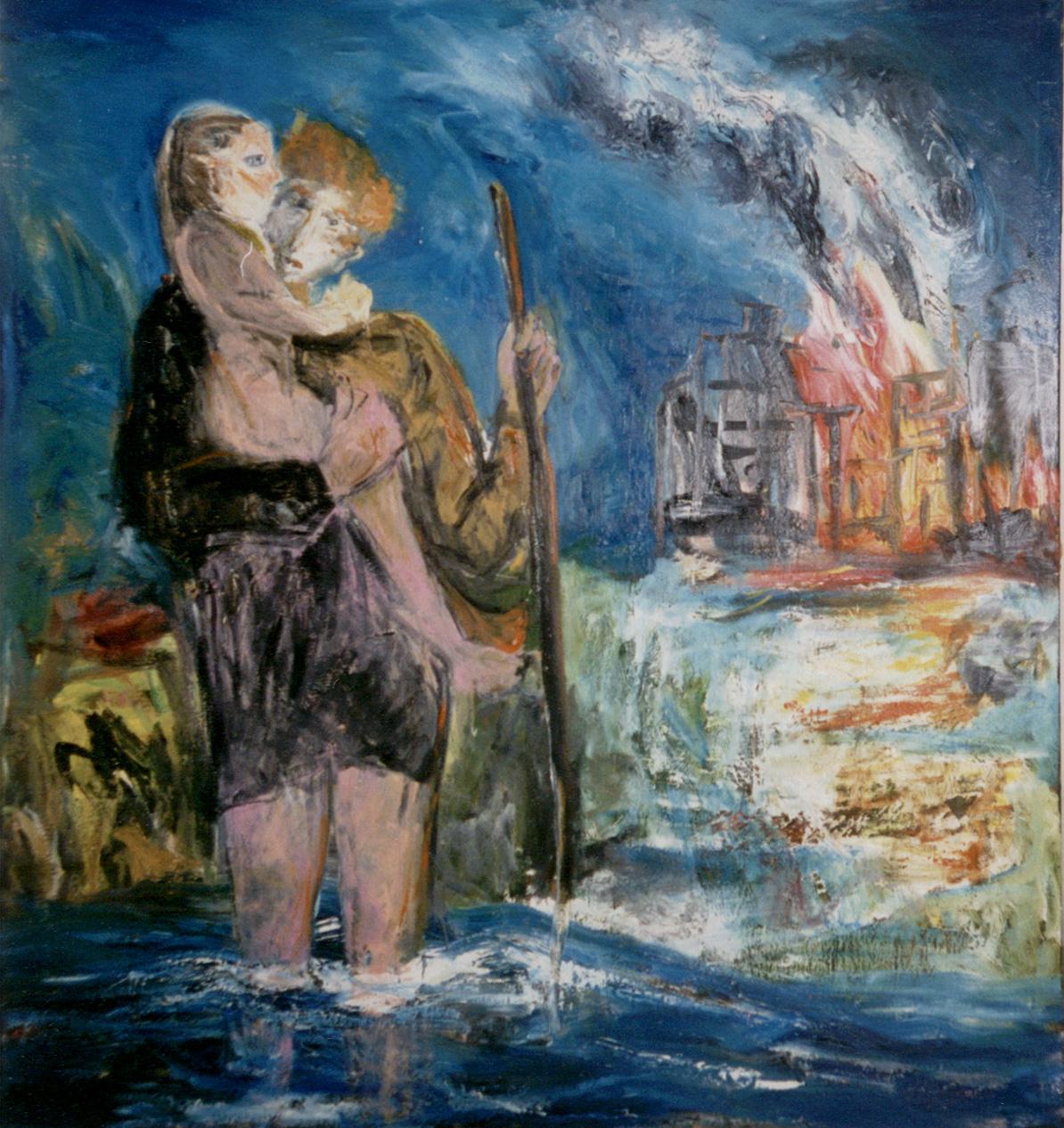 St. Christopher and the burning House - Sandra Brandeis-Crawford 