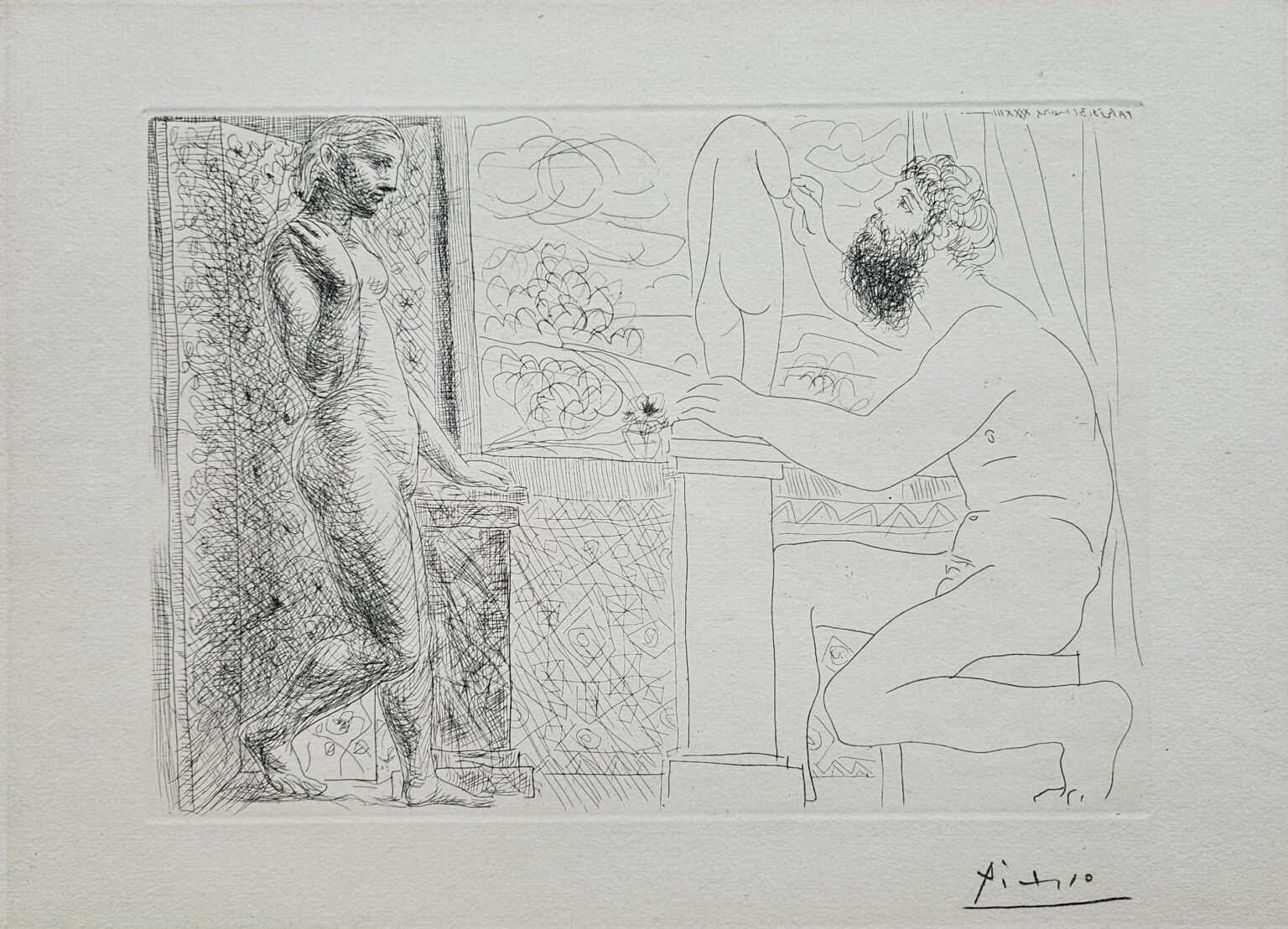 Sculpteur travaillant sur le Motif avec Marie-Th&eacute;r&egrave;se posant - Pablo Picasso 