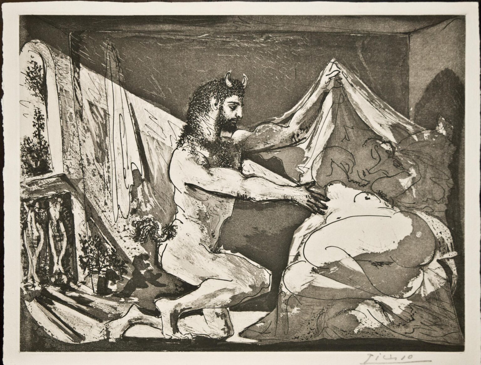 Faune d&eacute;voilant une Dormeuse (Jupiter et Antiope, d&rsquo;apr&egrave;s Rembrandt) - Pablo Picasso 