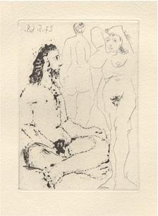 Homme nu assis en tailleur, et deux Femmes - Pablo Picasso 