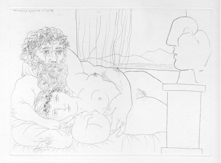 Sculpteur et son Modèle avec la Tête sculptée du Modèle - Pablo Picasso 