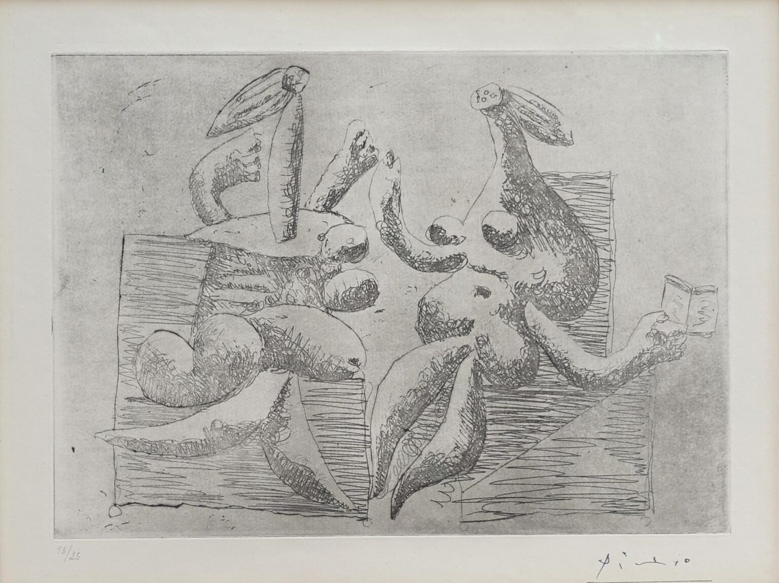 La Visite. Deux femmes assises avec un livre - Pablo Picasso 