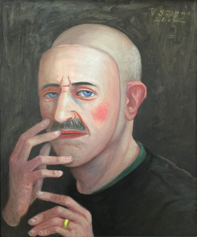 Selbstbildnis (mit Maske) - Volker Stelzmann 