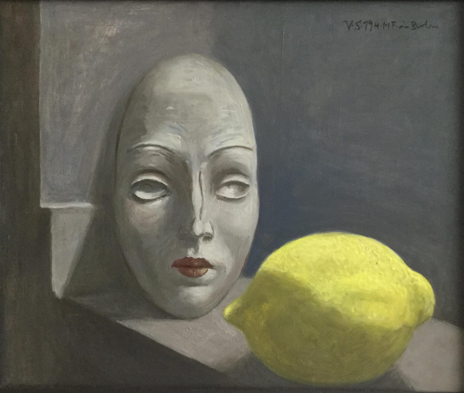 Stilleben mit Maske und Zitrone - Volker Stelzmann 