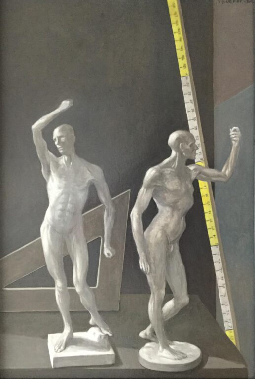 Stilleben mit Muskelmännern und Messzeug - Volker Stelzmann 