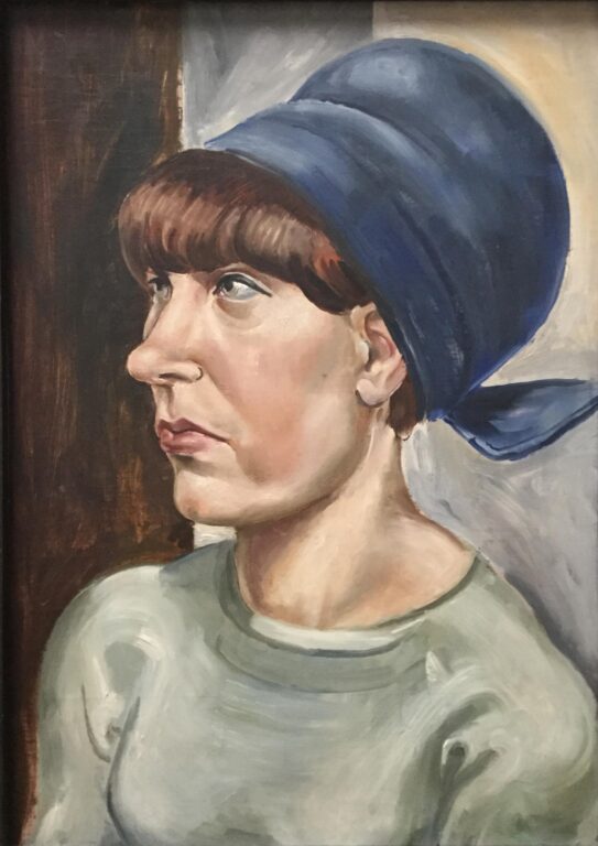 Frau mit blauer Kappe - Volker Stelzmann 