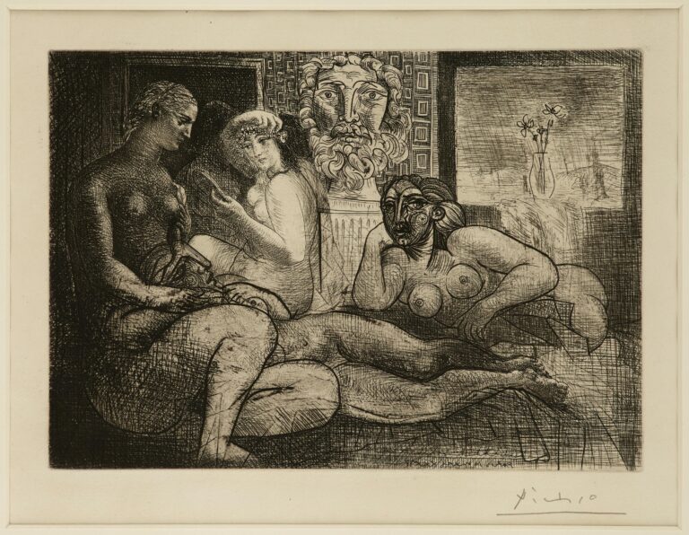 Quatre Femmes nues et Tête sculptée - Pablo Picasso 