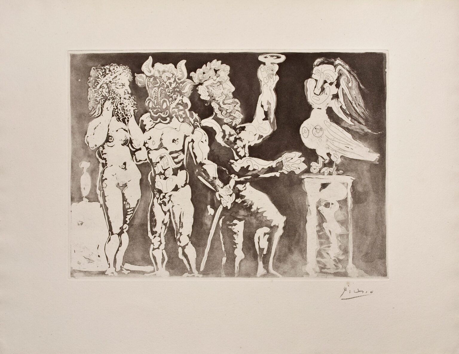 Personnages masqu&eacute;s et Femme Oiseau - Pablo Picasso 