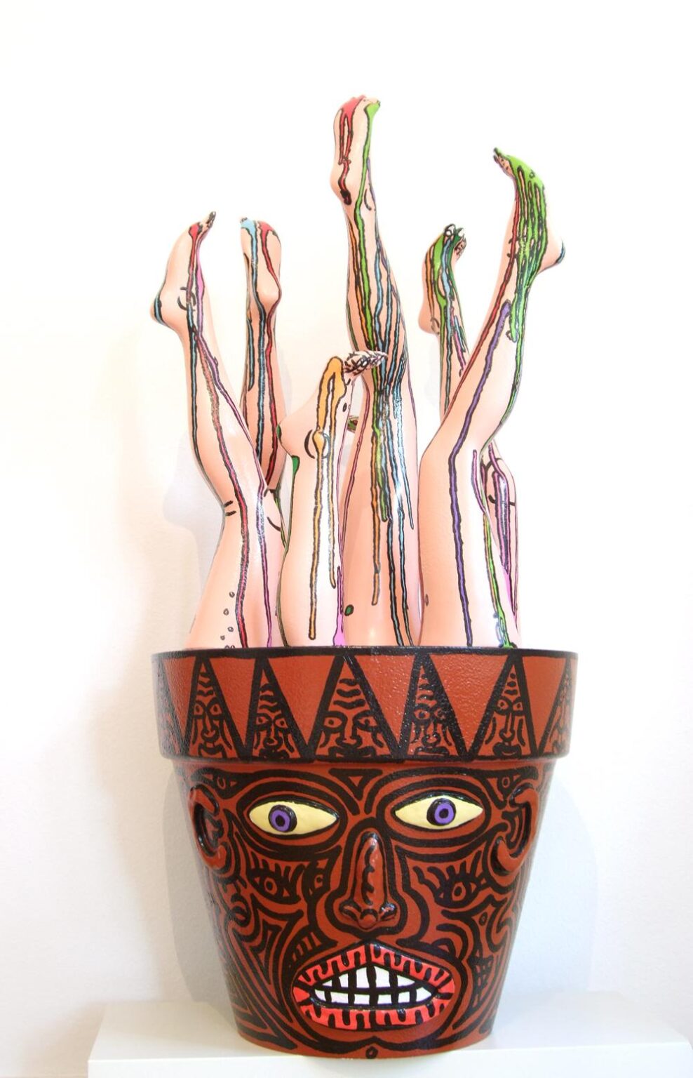 Le pot de jambes en bouquet de pieds et de mollets - Robert Combas 