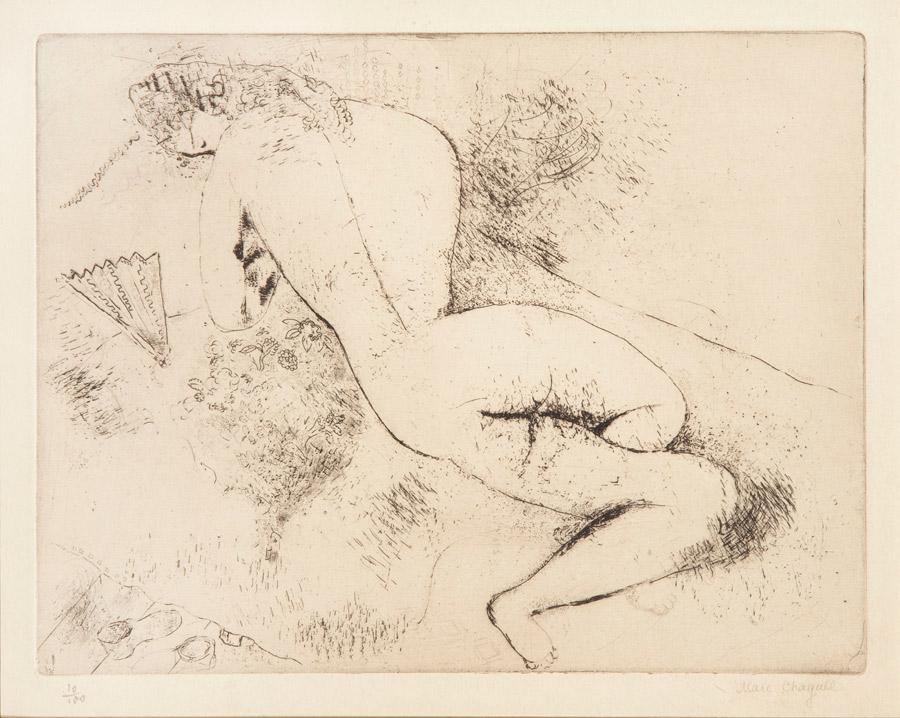 Nu &agrave; l&rsquo;&eacute;ventail - Marc Chagall 