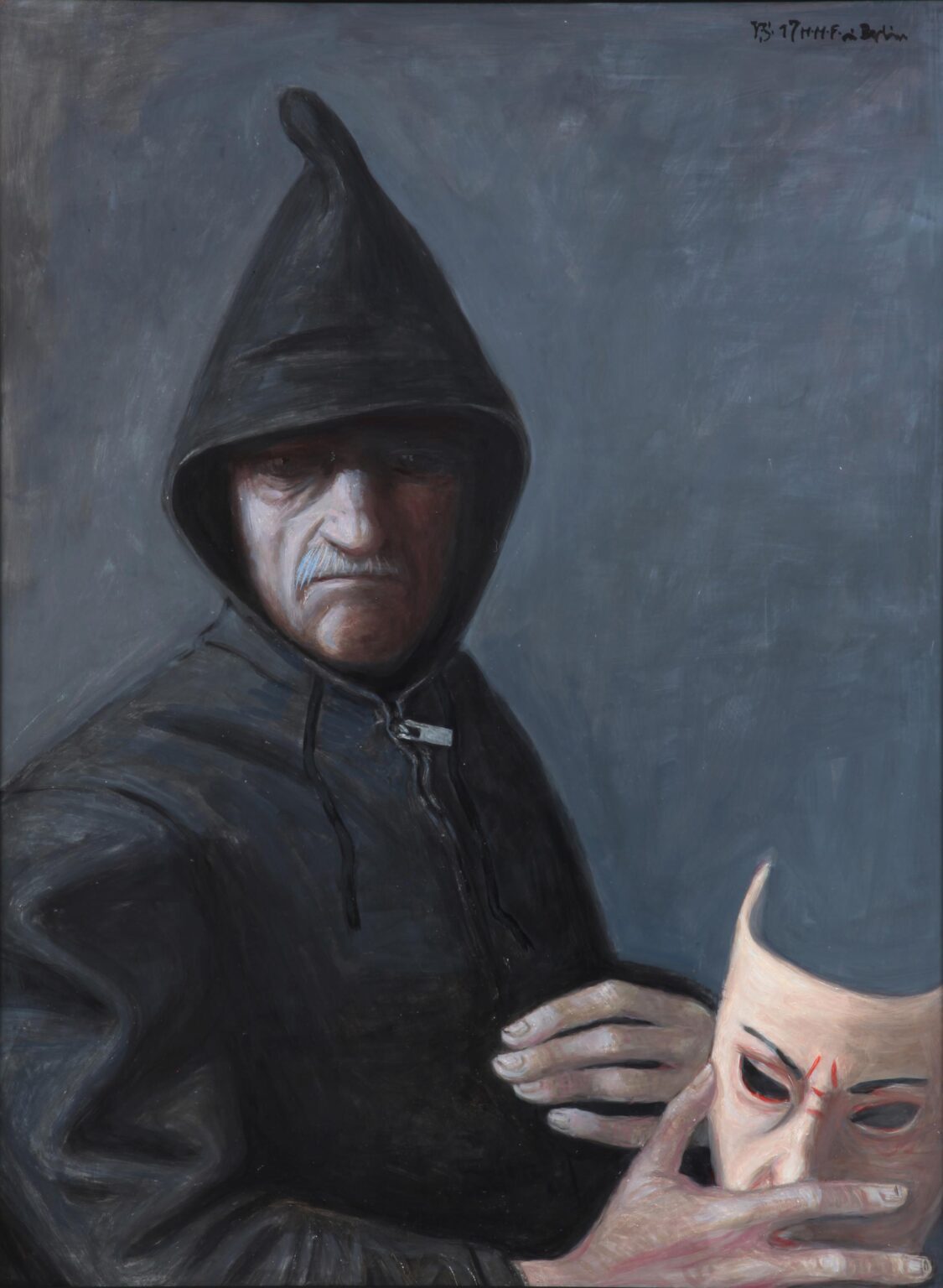 Mann mit Hoody und Maske - Volker Stelzmann 