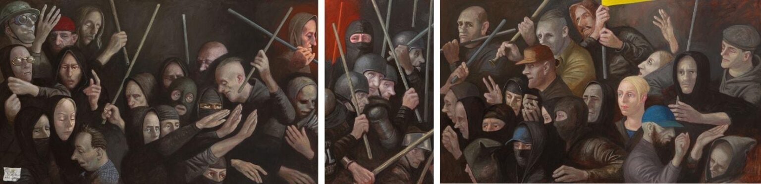 Das Treffen (Triptychon) - Volker Stelzmann 