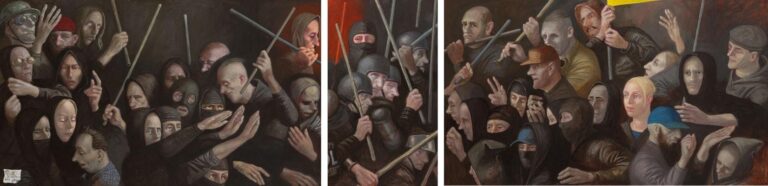 Das Treffen (Triptychon) - Volker Stelzmann 