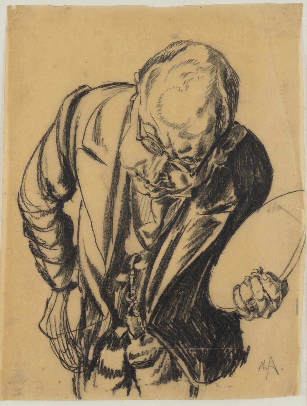 Ohne Titel (Vorgebeugter Mann) - Max Ackermann 