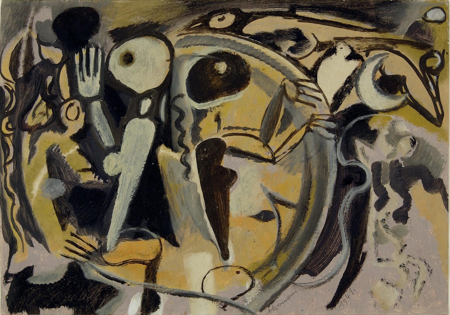 Abstrakte Komposition (Strandbild mit Figur) - Max Ackermann 