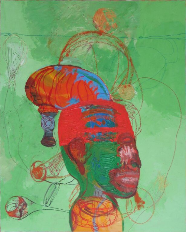 Kopf vor grünem Grund - Klaus Zylla 