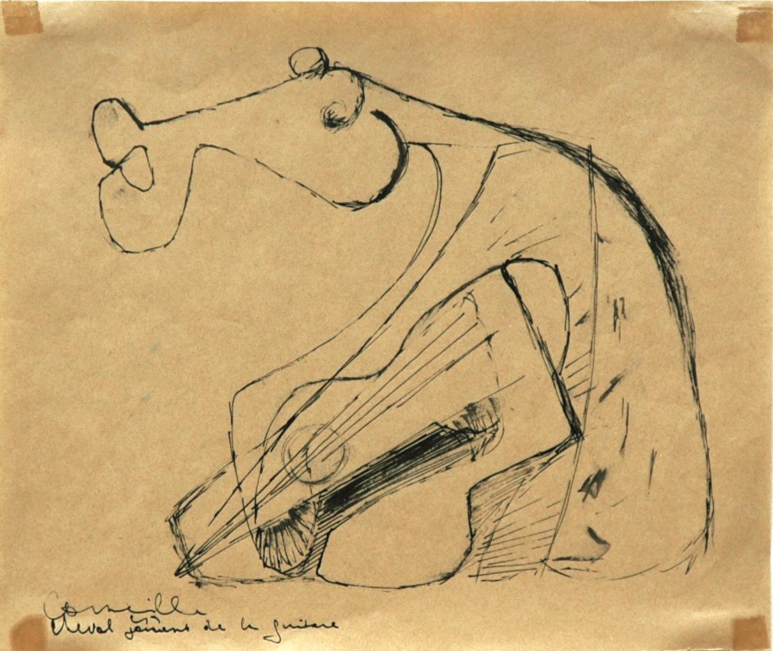 Cheval jouant de la Guitare - Corneille 