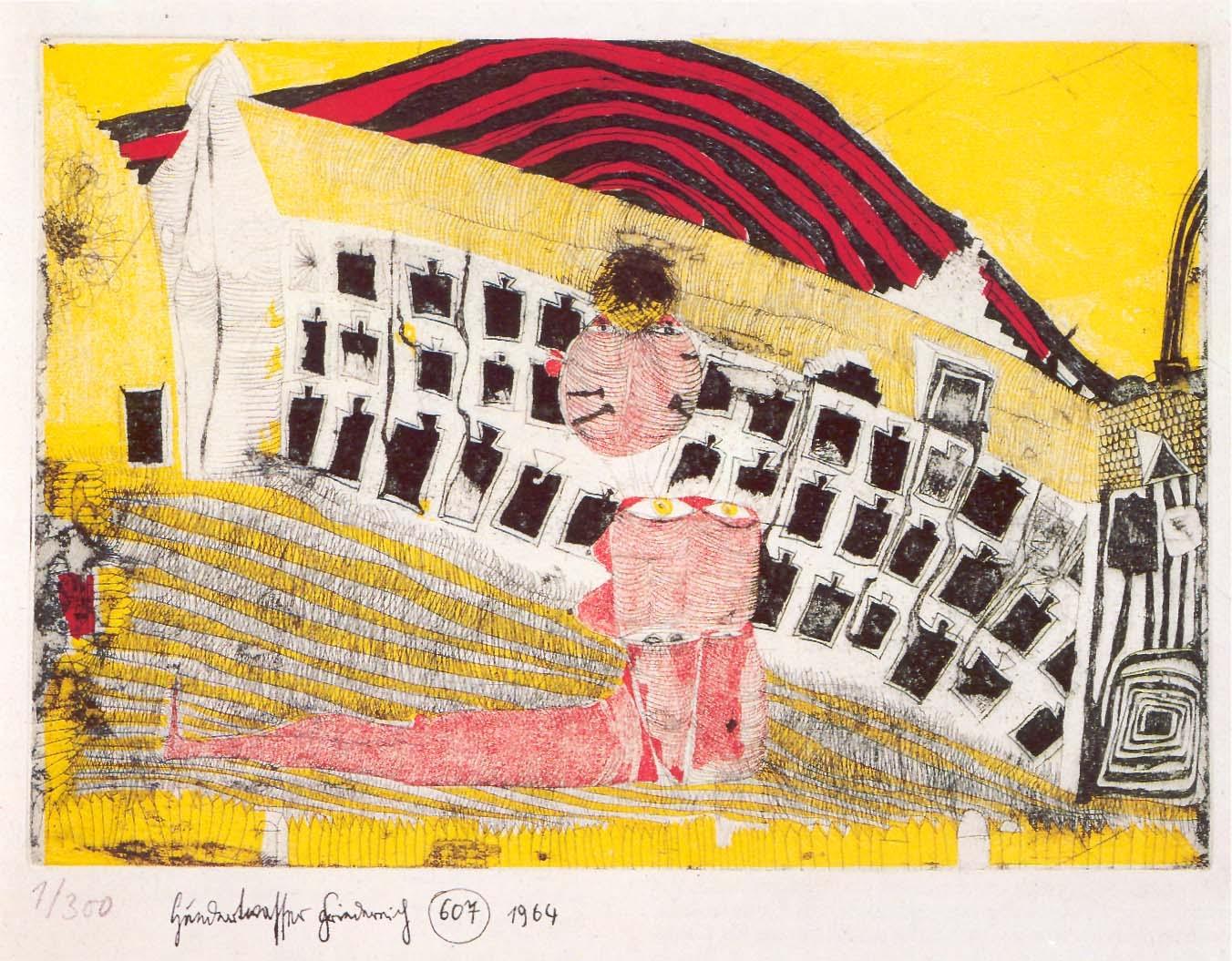 M&auml;dchenfund im Gras, WVZ 607 - Friedensreich Hundertwasser 