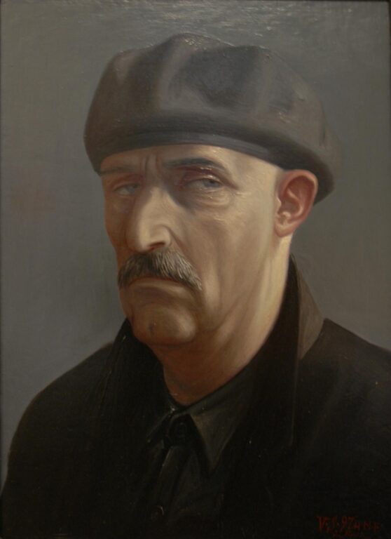 Selbstbildnis mit grauer Mütze - Volker Stelzmann 