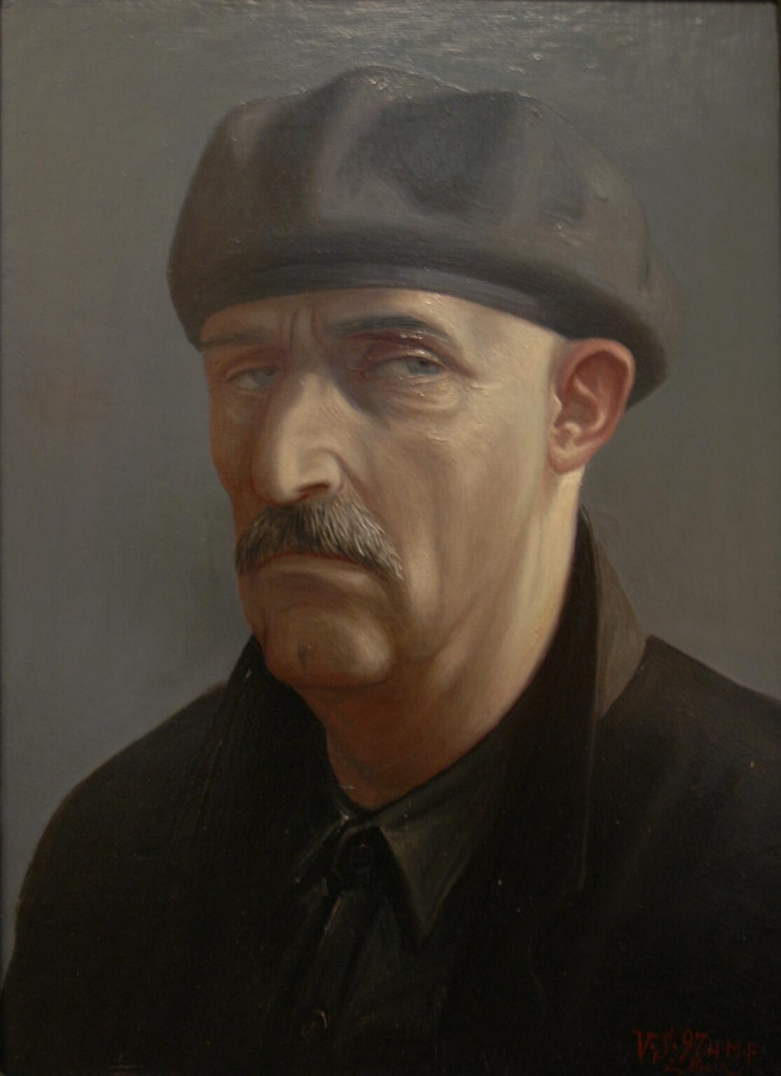 Selbstbildnis mit grauer M&uuml;tze - Volker Stelzmann 