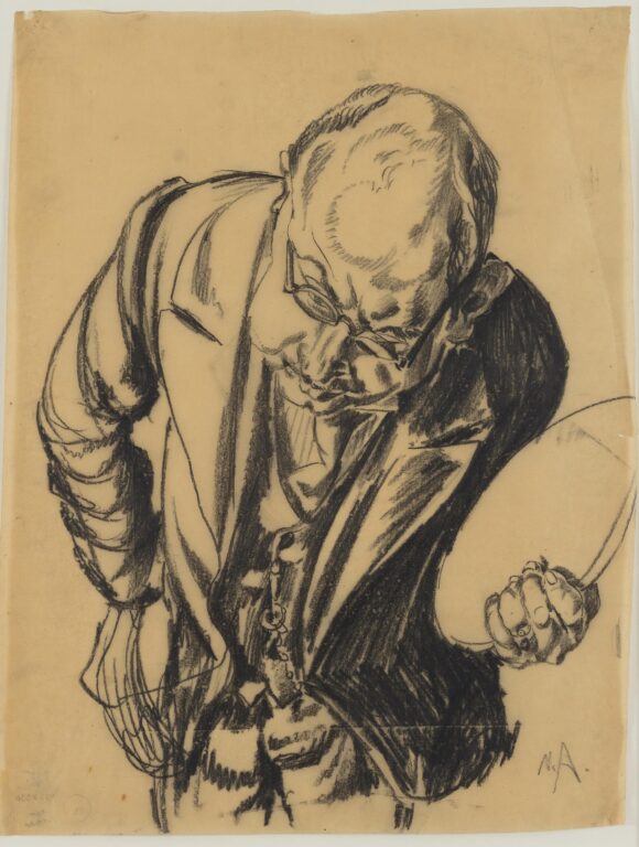 Ohne Titel (Vorgebeugter Mann) - Max Ackermann 