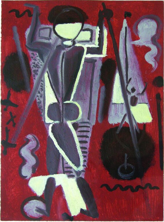 Ohne Titel (Typisierte Figur und Stadtszene) - Max Ackermann 