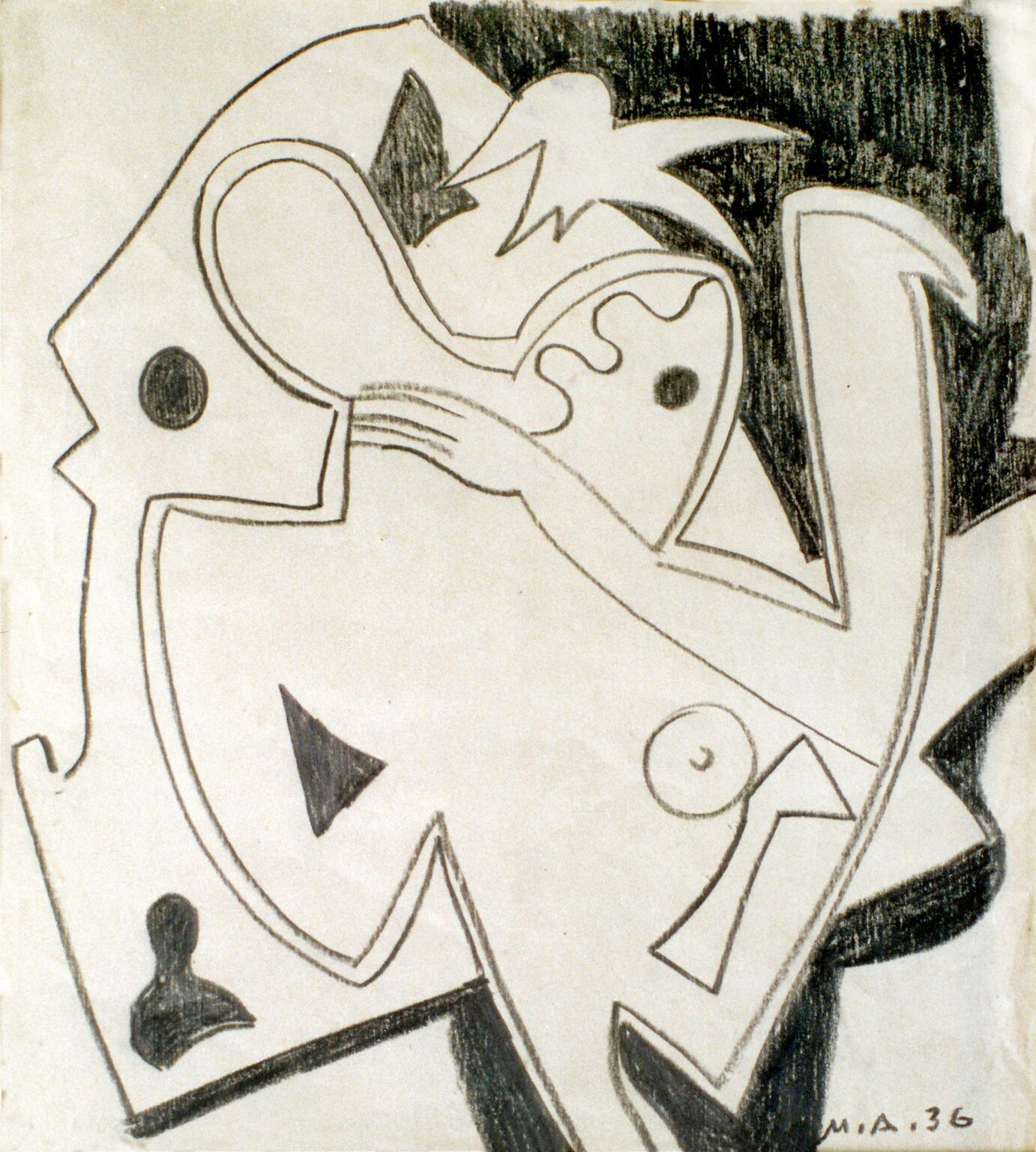 Ohne Titel (Frau und Vogel) - Max Ackermann 