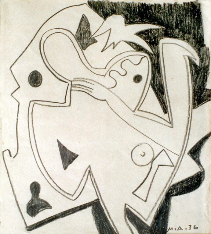 Ohne Titel (Frau und Vogel) - Max Ackermann 