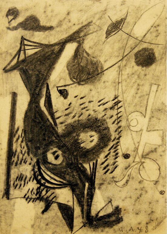 Ohne Titel (Abstrakte Komposition, Horn) - Max Ackermann 