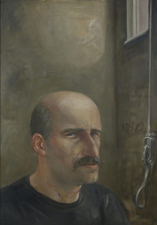 Selbstbildnis unter Fenster - Volker Stelzmann 