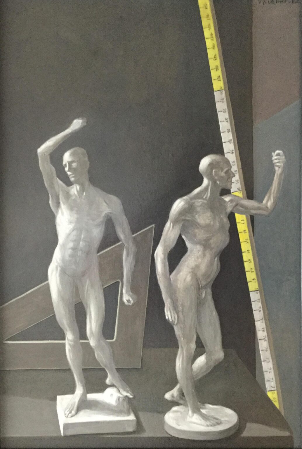 Stilleben mit Muskelm&auml;nnern und Messzeug - Volker Stelzmann 