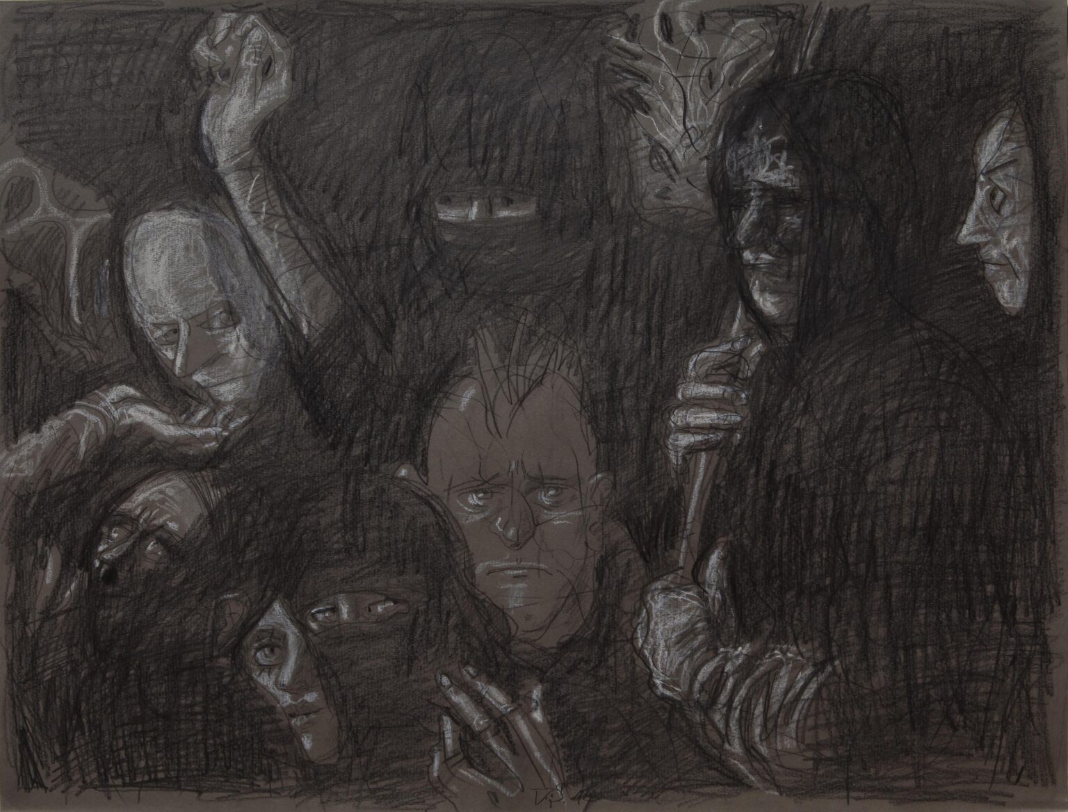 Dunkle Szenerie - Volker Stelzmann 