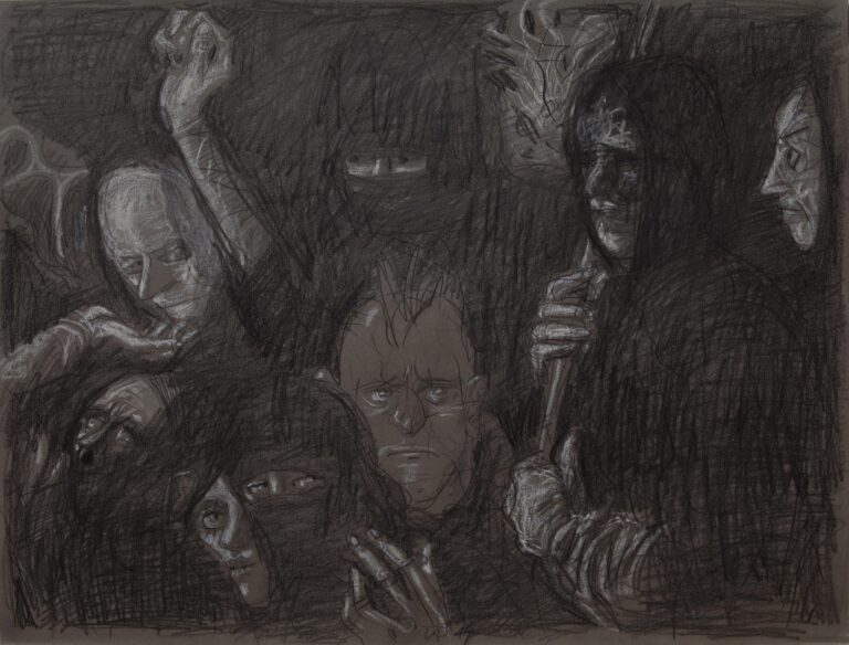 Dunkle Szenerie - Volker Stelzmann 