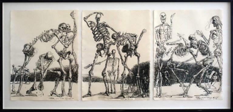 Skelette (Triptychon) - Volker Stelzmann 