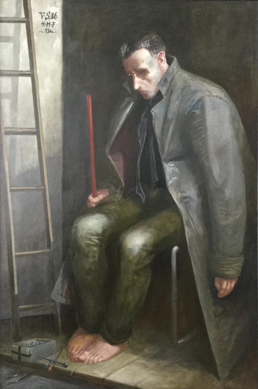 Sitzender Mann (Rast) - Volker Stelzmann 