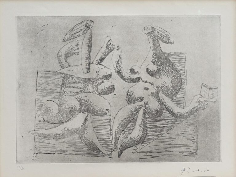 La Visite. Deux femmes assises avec un livre - Pablo Picasso 