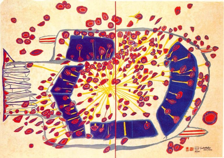Automobil mit roten Regentropfen, WVZ 153 A - Friedensreich Hundertwasser 