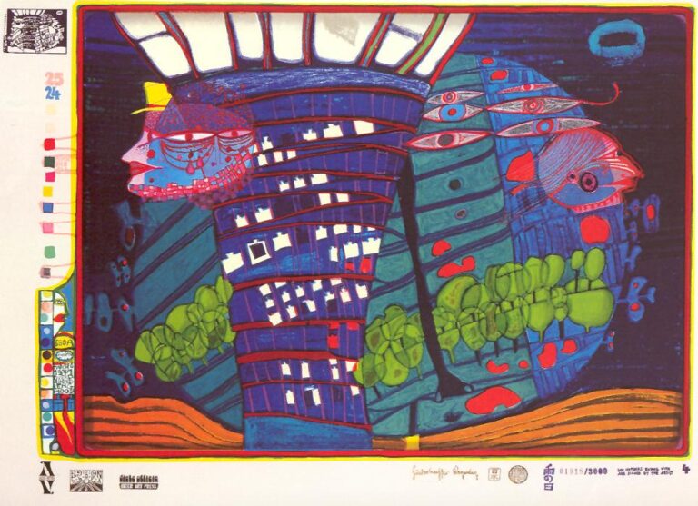 Flucht ins All, WVZ 650 A - Friedensreich Hundertwasser 