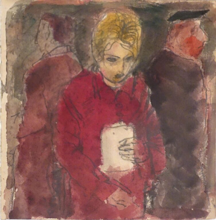 Drei Spaziergänger (Frau mit Leuchte) - Hubertus Giebe 