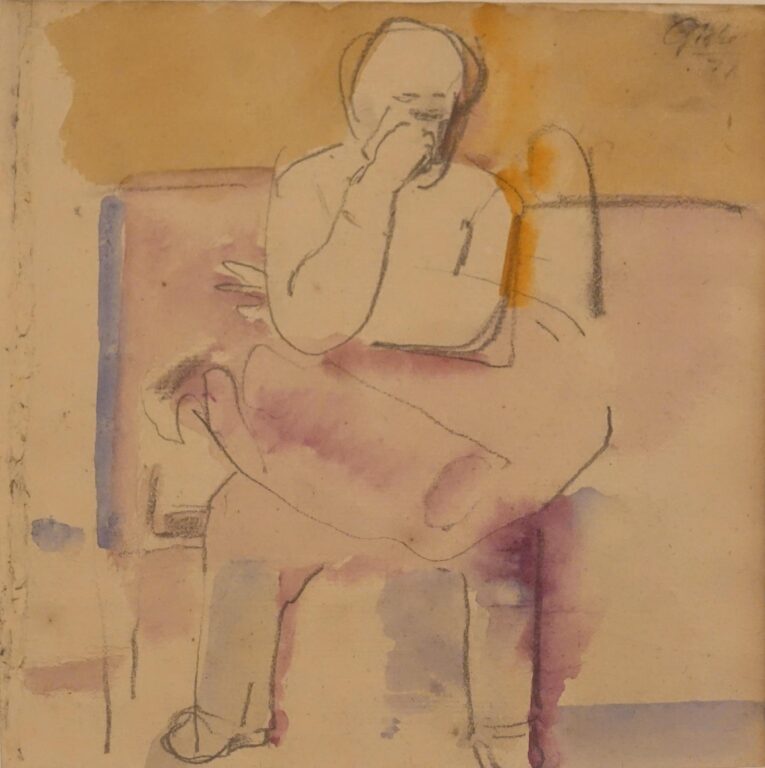 Ohne Titel (Sitzende Figur mit aufgestützem Kopf) - Hubertus Giebe 