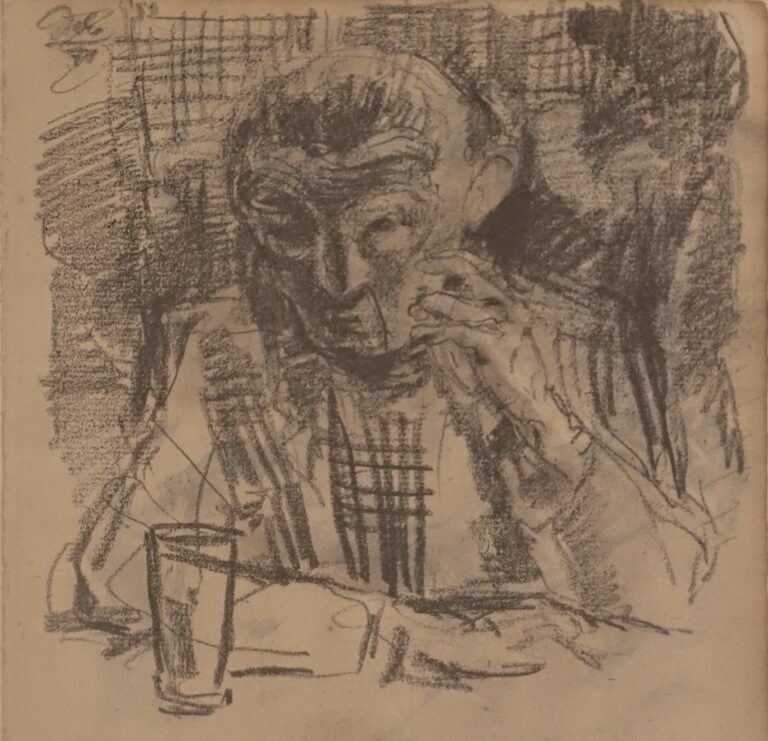 Ohne Titel (Mann mit Glas) - Hubertus Giebe 