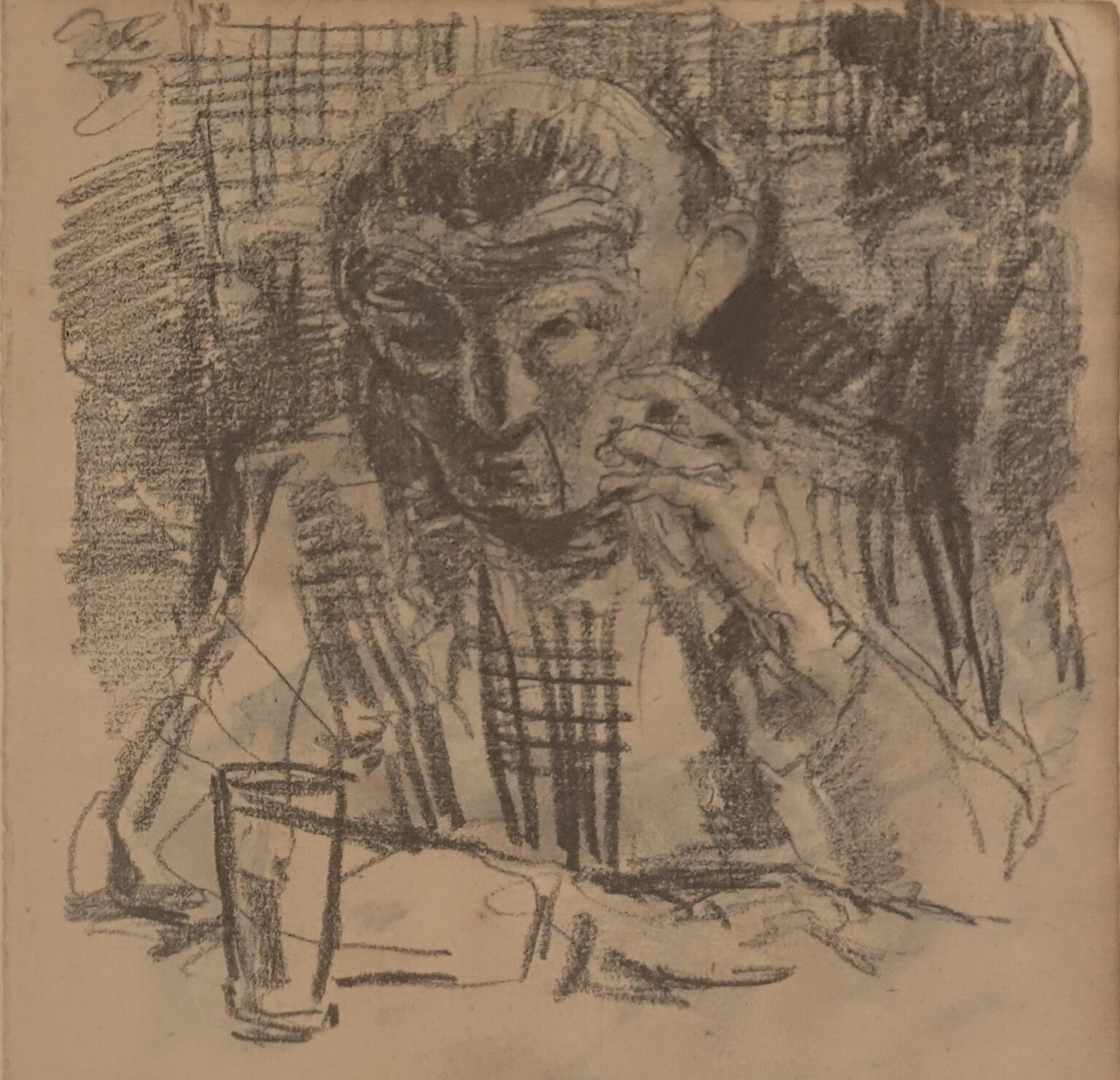Ohne Titel (Mann mit Glas) - Hubertus Giebe 