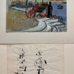 Bestehend aus: 
Mischtechnik  von 1938  23x32 cm und
einer Tuschearbeit 1959 21x30 cm