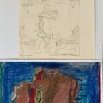 Bestehend aus:
Fr&uuml;he Zeichnung von 1947 Venus
33 x 25 cm signiert 47  und 
&Ouml;lkreide auf Papier1978
24,5 x 33 cm oben signiert 78