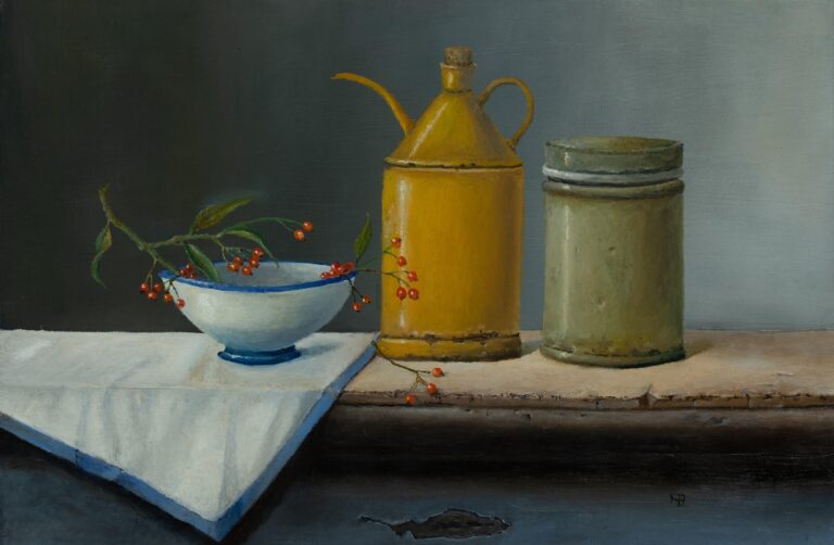 Stillleben mit roten Beeren - Alfred Baumann 